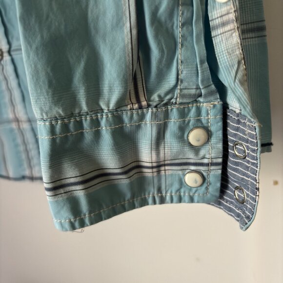 AEO Vintage Fit Blue Plaid Authentic Western Cowboy Snap Closure Man's Size XL - Picture 4 of 6